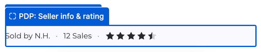 Seller info and rating block showing Sold by N.H., 12 Sales and a four-and-a-half-star rating